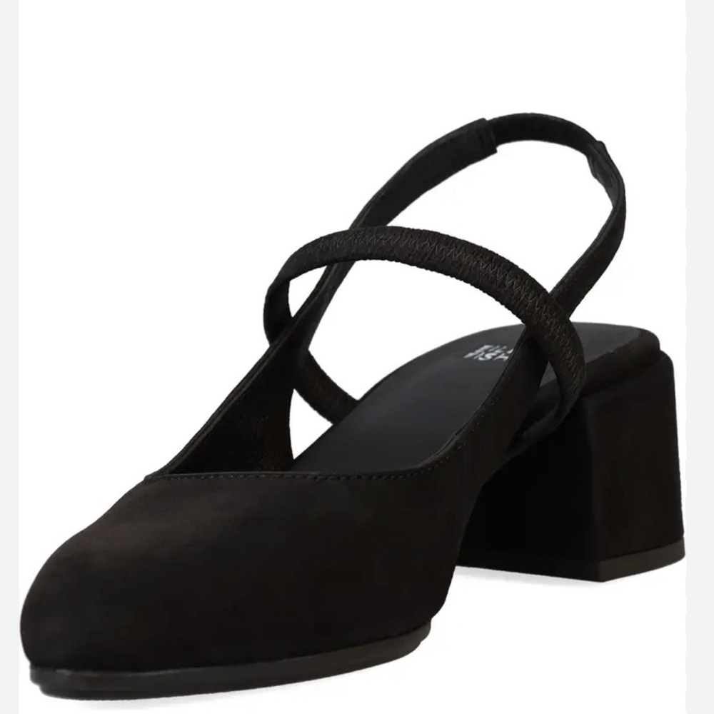 Eileen Fisher Black Suede Slingback Block Heel